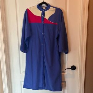 💜 Vintage Housecoat / Lounge Robe – Purple Pink White – Size Small – 70s 80s
